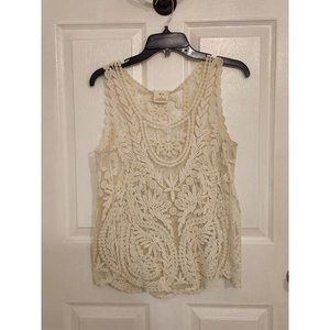 Neddles Cream Sleeveless Tank Blouse Sheer Medium